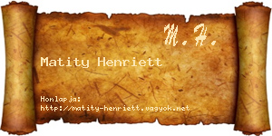Matity Henriett névjegykártya